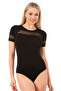 Özkan 26834 Women's Ring Viscose Short Sleeve Tulle Detailed Flexible Comfortable Hooked Snap Bodysuit