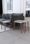 Nesting Coffee Table & Side Table 3-Piece Wooden Leg Coffee Table - White Marble Pattern - 3