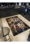 Buse Collection Dark Tones Colorful Flowers Themed Woven Base Modern Decorative Carpet Buse12 - 2
