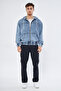 Men's Zippered Hooded Denim Fabric Sweatshirt, Oversize 100% Cotton, Kangaroo Pocket - 6