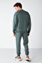 Raırok Men's Fleece Comfort Oversize Embroidered Dark Green Sweatshirt - 3