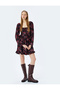 Lace-Up Neckline Long Balloon Sleeve Flounces Mini Dress