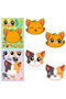 6pcs cartoon cat head face changing puzzle sticker cartoon animal Make a face toy face changing s... - 3