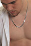 Men's Italian Model Flat Scrunch Chain Steel Snake Necklace - 2