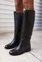 Jesia Women's Black Real Leather Rider Boots
