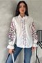 Women's White Floral Embroidery Embroidered Cotton Shirt