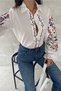 Women's White Floral Embroidery Embroidered Cotton Shirt - 2