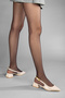 Women's Beige Patent Leather Strappy New Season Low Heeled Shoes - 4