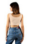 Cream Wide Strap Fitted/Fitted Corded Crop Top Undershirt - 3