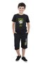 3-Piece Never-Skater-Football Printed Boys' Short Sleeve Double Pocket Capri Bottom-Top Suit - 2
