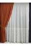 Matsu Orange Cotton Background Curtain 1/3 Close Pleat - 3