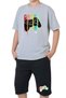 3-Piece Summer-Rockstar-Gamer Printed Boys' Short Sleeve Double Pocket Capri Top and Bottom Set - 7