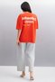 Arcadia Women's Red T-Shirt with Text Detail on the Back and Front, 100% Organic Cotton