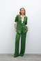 Patterned Satin Trousers - Green - 3