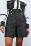 Button Detail Tweed Shorts - Brown - 6