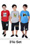 3-Pack Born Rock-Sum Surf-Gamer Printed Boys' Short Sleeve Double Pocket Capri Top and Bottom Set