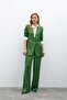 Patterned Satin Trousers - Green - 5
