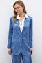 Patterned Satin Jacket - Indigo - 4