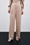 Pleated satin crepe trousers - beige - 3