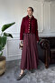 High Waist Burgundy Pleated Skirt - 4