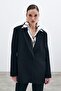 Front Single Button Long Jacket - Black - 4