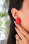 Handmade Fluffy Heart Earrings made of Polymer Clay, Red Women's Earrings