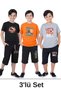 3-Piece Beach-Ball-Bro Printed Boys' Short Sleeve Double Pocket Capri Bottom-Top Set