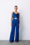 Casual Crepe Satin Trousers - Sax Blue - 2