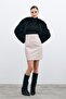 Raised Leather Skirt - Stone - 2