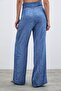 High Waist Patterned Trousers - Indigo - 7