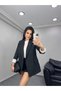 Women's Shawl Neck Button-Free Pocket Stripe Print Lined Foldable Sleeve Blazer Jacket - 3