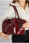 Wellma Model Claret Red Leather Women's Hand and Shoulder Bag - 2