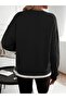 Women's Black Moon Printed Crew Neck Oversize Sweatshirt - 2