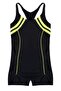 Girl's Striped Black Swimming Athlete Swimsuit