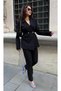Women's Pleated Jacket and Pants Set Black - 4