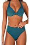 Women's Knot Detailed Supported Glitter Green Bikini Set - 2