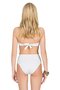 Women's High Waist Accessorized White Bikini Bottom - 2