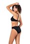 Women's Cut Out Detailed Textured Black Bikini Set - 4
