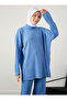 Ribbed Knitwear Set with Chest and Trousers - Blue - - 2