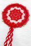 Red Floral Shiny Stone Bridal Tambourine, Wedding Henna Promise Circumcision Bachelorette with Bell 25cm, 1 Piece - 6