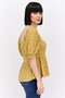 Women V Neck Short Sleeve Textured Blouse, Yellow - 4