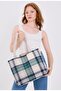 |   Women's Bag |   Canvas |   Large Size |   Lined |   Snap Fastener |   Inner Pocket |   Plaid |   Casual - 5