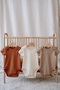 3-Piece Cotton Camisole Short Sleeve Bodysuit Set Stone/Ecru/Tile - 5