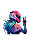 Girl Biker - Car, Motorcycle, Helmet, Laptop and Window Sticker 13X10 cm