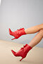 Elba Lace Detailed Red Matte 8 cm Women's Boots & Bootie, High Heels - 4
