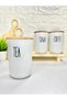 Set of 3 900ml Acrylic (Plastic) Storage Containers with Wooden Lids and Jars with Stand (with Transfer Label) - 3