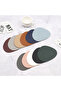 MULTI Faux Leather Placemats and Coasters Set, Round Leather for Dinner Table Mats Heat Resistant Wa - 2