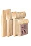 Beige 200 Pcs Party Disposable Wooden Tableware Set -(50 Forks, $50, 50 Spoons, 50 Teaspoons), Bambo