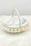 White Bridal Basket, Velvet Gold Shiny Stone Decorated Scalloped, Henna Engagement Wedding Wedding Promise Circumcision - 2