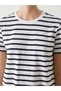 Lcw Vision Navy Blue Striped Crew Neck Striped Women's T-Shirt - 3